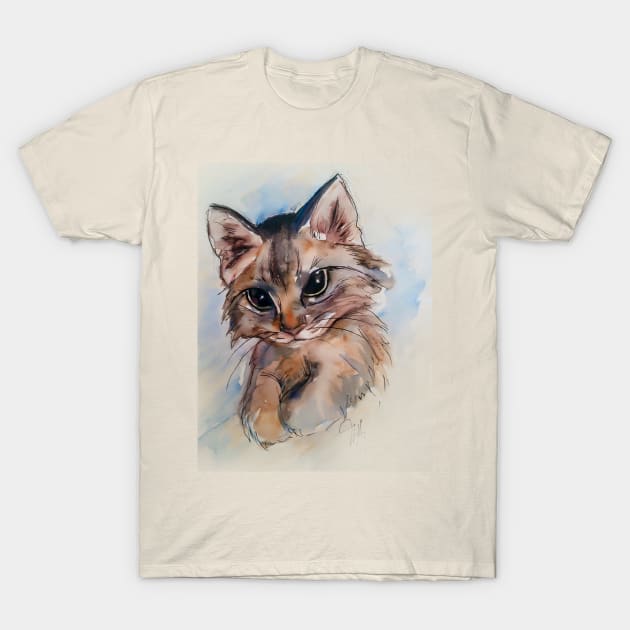 watercolor kitty T-Shirt by myriamaubry